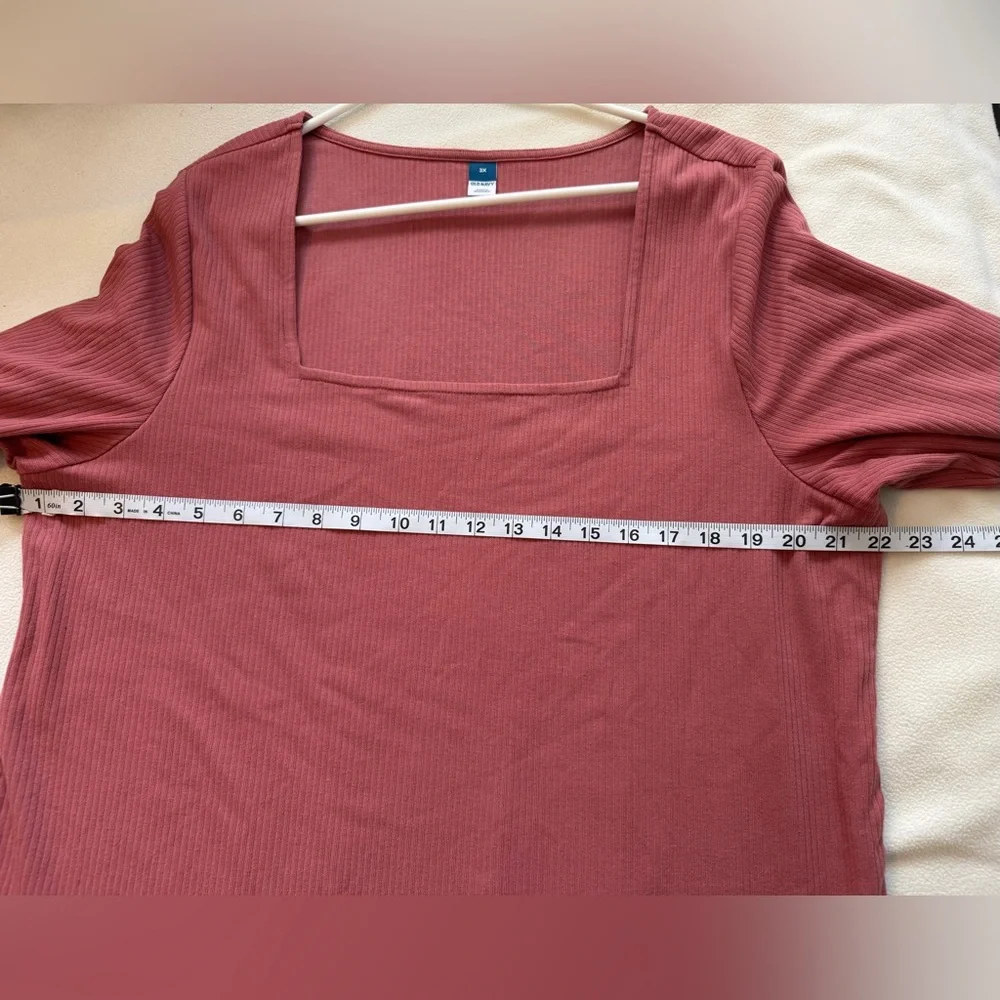 Old Navy Square Neck Ribbed Bodysuit Set of 2 (Dusty Pink & Wine) 3X